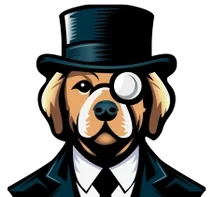 Logo for Pet Collie Creative featuring a collie wearing sunglasses next to a laptop and coffee.